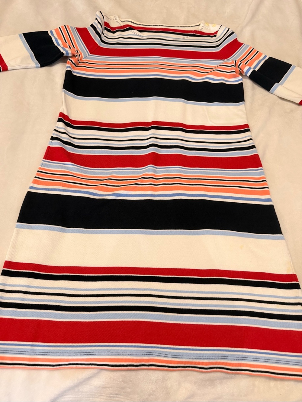 Talbots Striped Knit Dress in White, Red, Navy & Light Blue
